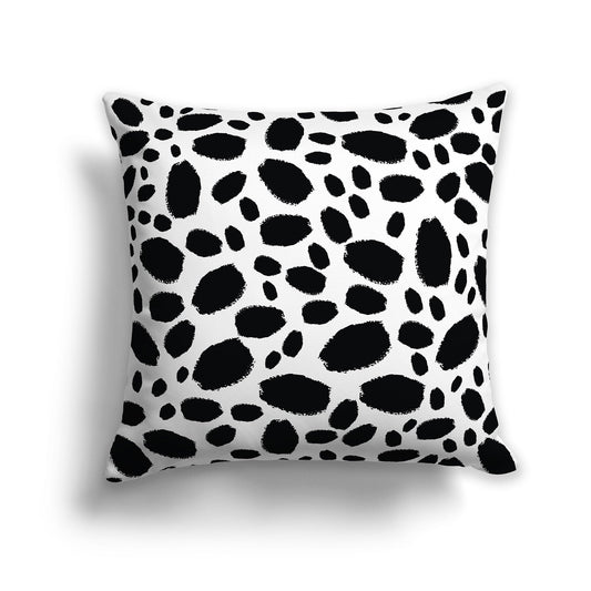 White/Beige-white Throw Pillow with Black Paint Dabs on Both Sides, CAPC-1012-091
