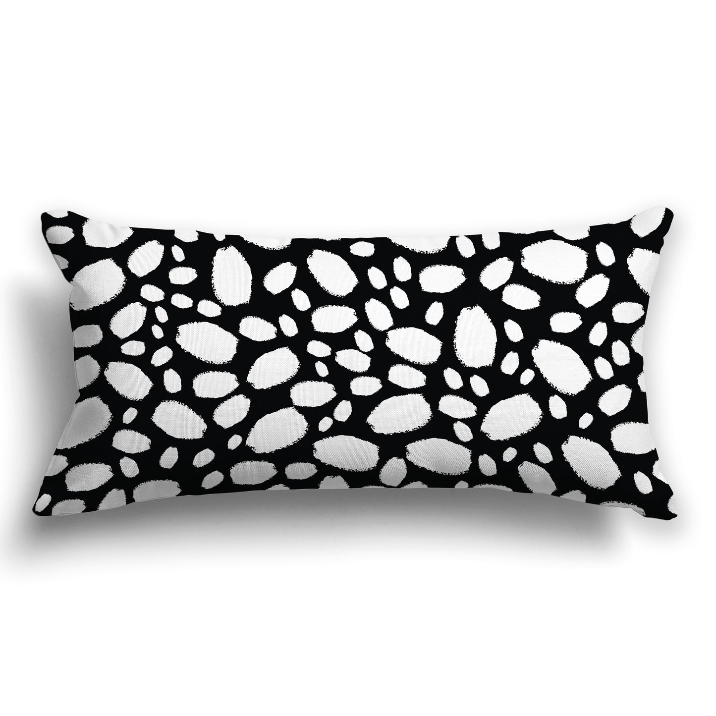 Black Throw Pillow with White/Beige-white Paint Dabs on Both Sides, CAPC-1012-092