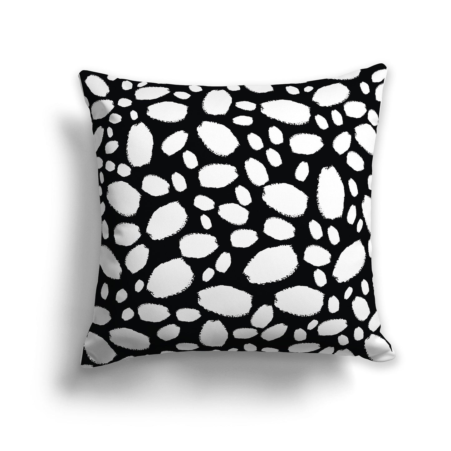 Black Throw Pillow with White/Beige-white Paint Dabs on Both Sides, CAPC-1012-092