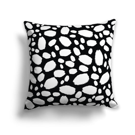 Black Throw Pillow with White/Beige-white Paint Dabs on Both Sides, CAPC-1012-092