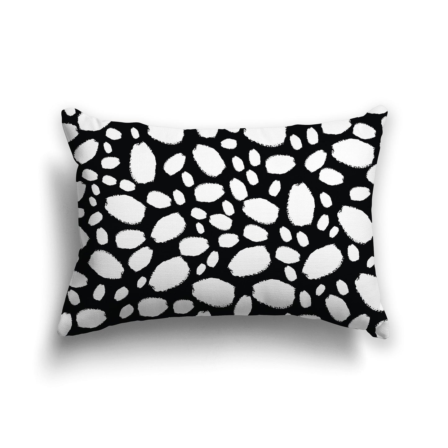 Black Throw Pillow with White/Beige-white Paint Dabs on Both Sides, CAPC-1012-092