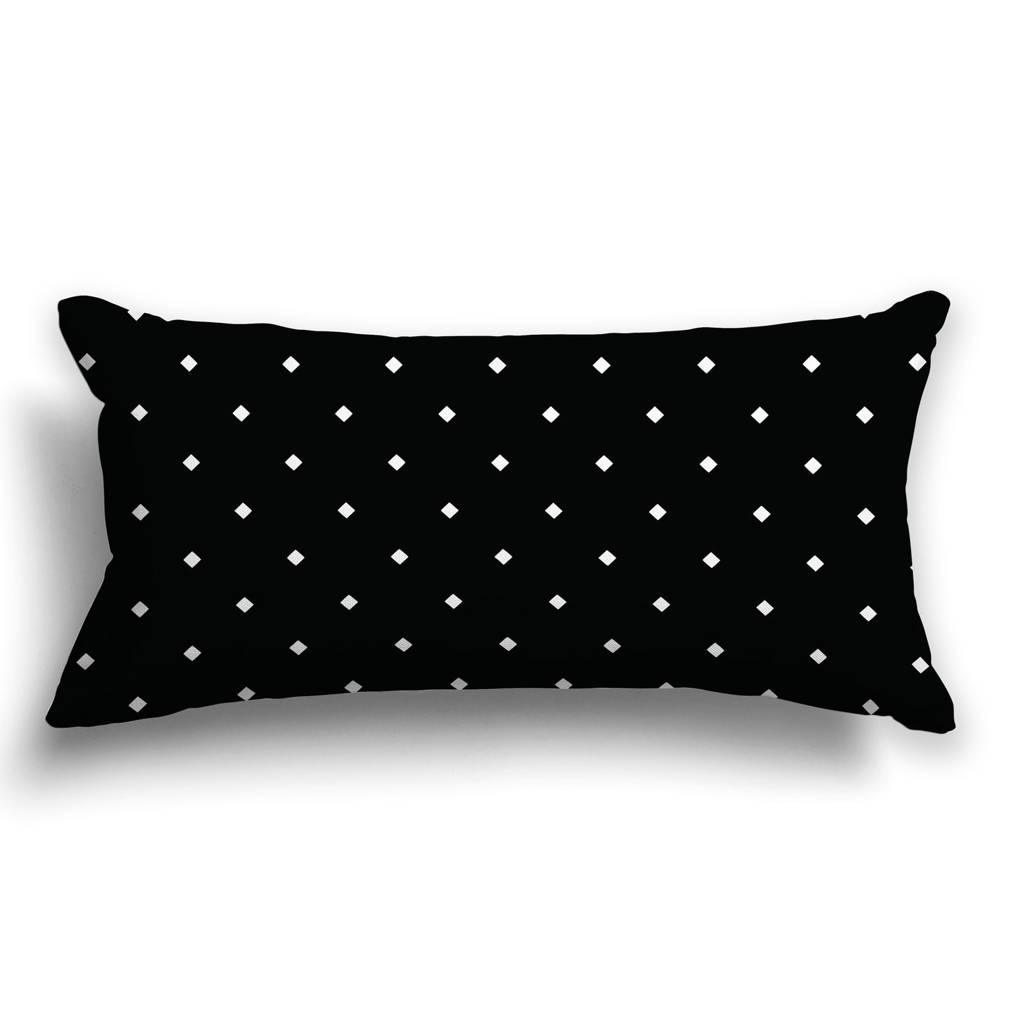 Black Throw Pillow with White/Beige-white Diamond Pattern on Front and Solid Black Back, CAPC-1012-102