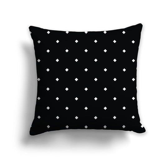 Black Throw Pillow with White/Beige-white Diamond Pattern on Front and Solid Black Back, CAPC-1012-102