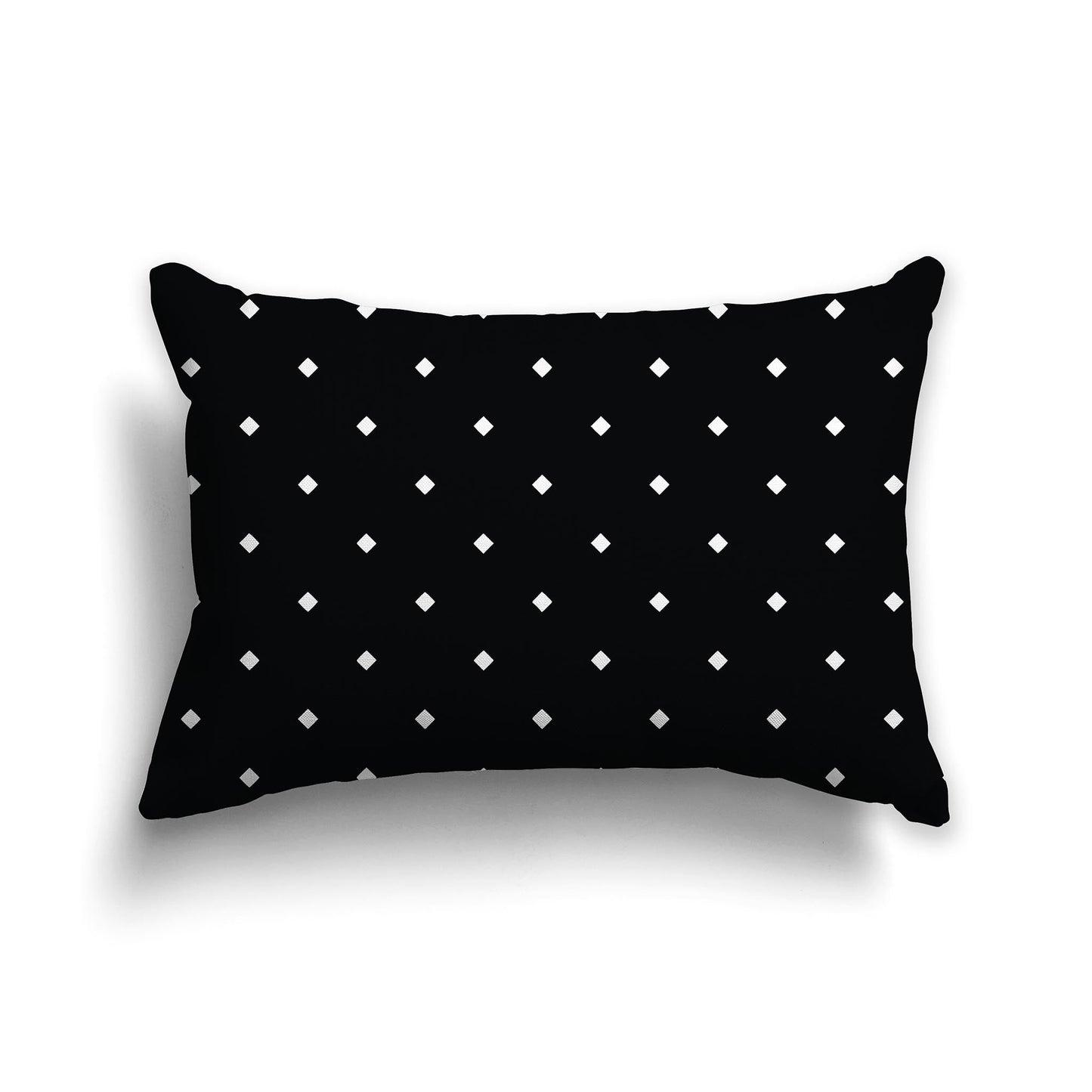 Black Throw Pillow with White/Beige-white Diamond Pattern on Front and Solid Black Back, CAPC-1012-102