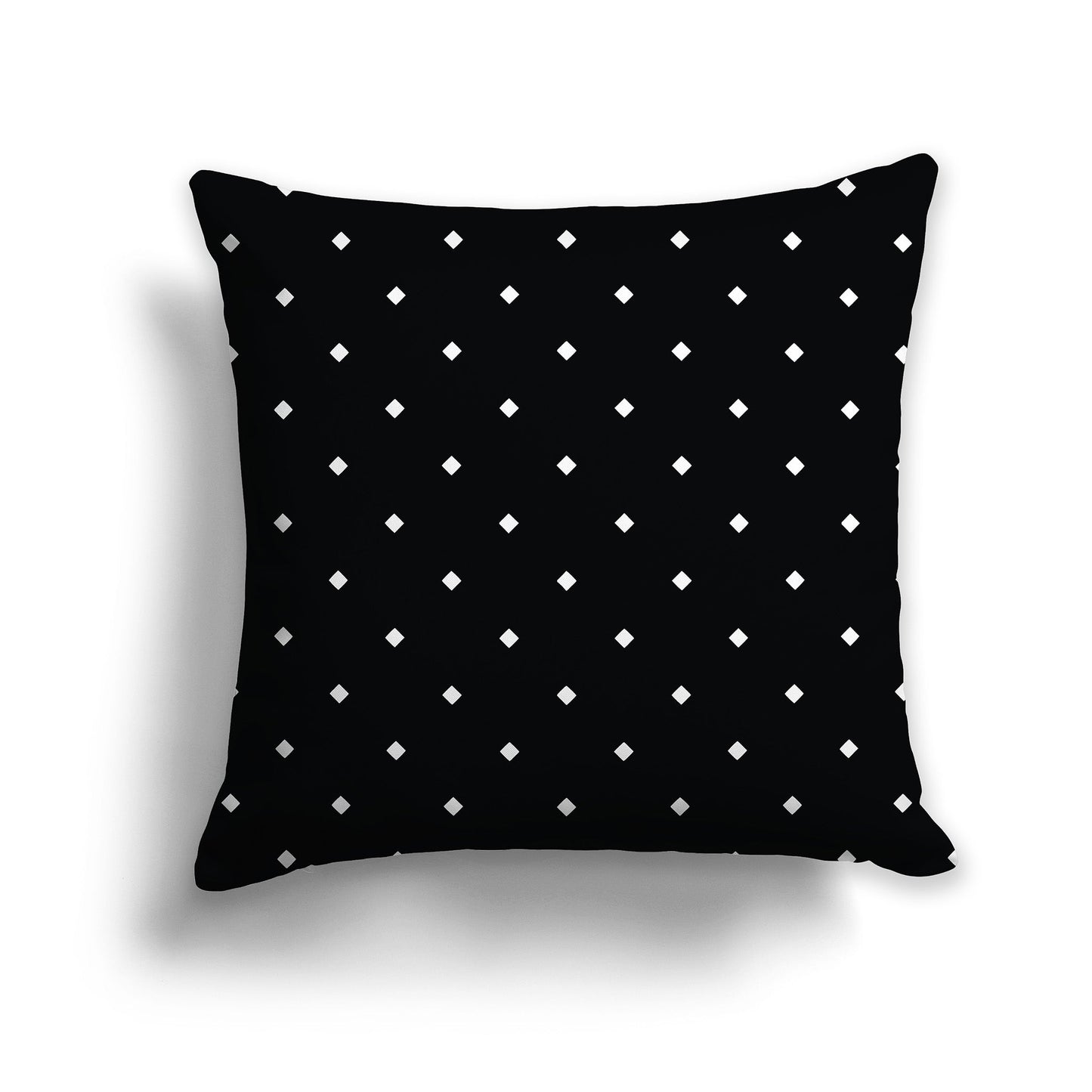 Black Throw Pillow with White/Beige-white Diamond Pattern on Front and Solid Black Back, CAPC-1012-102