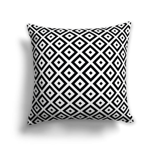 Throw Pillow with Black and White/Beige-white Radiating Squares on Both Sides, CAPC-1012-121