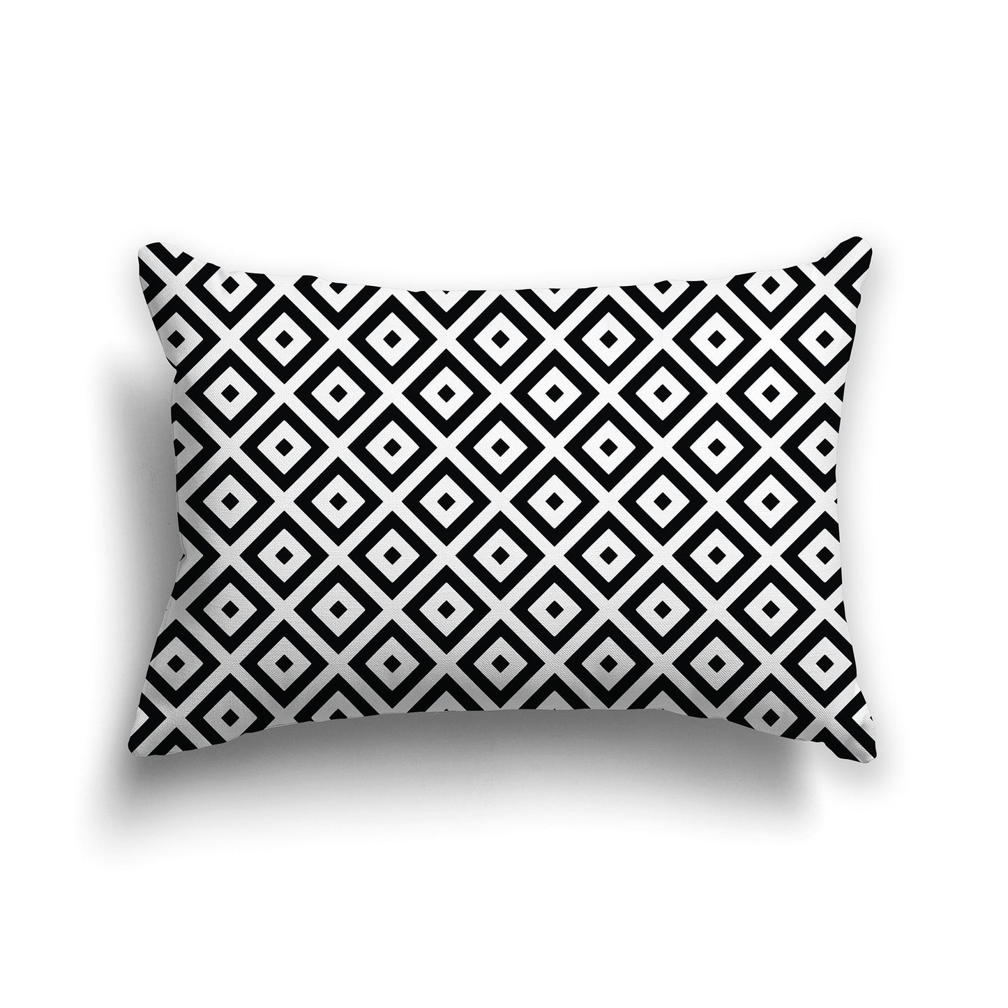 Throw Pillow with Black and White/Beige-white Radiating Squares on Both Sides, CAPC-1012-121