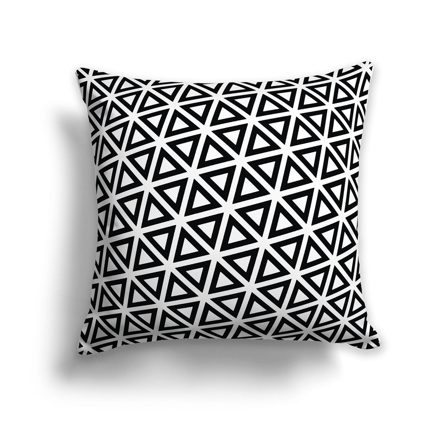 White/Beige-white Throw Pillow with Black Triangle Pattern on Both Sides, CAPC-1012-131