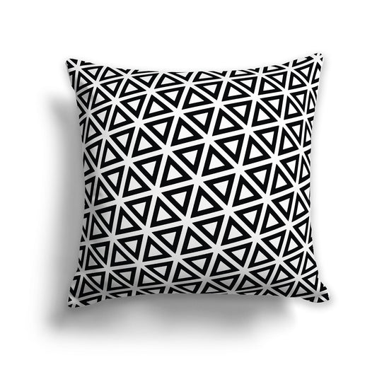 White/Beige-white Throw Pillow with Black Triangle Pattern on Both Sides, CAPC-1012-131