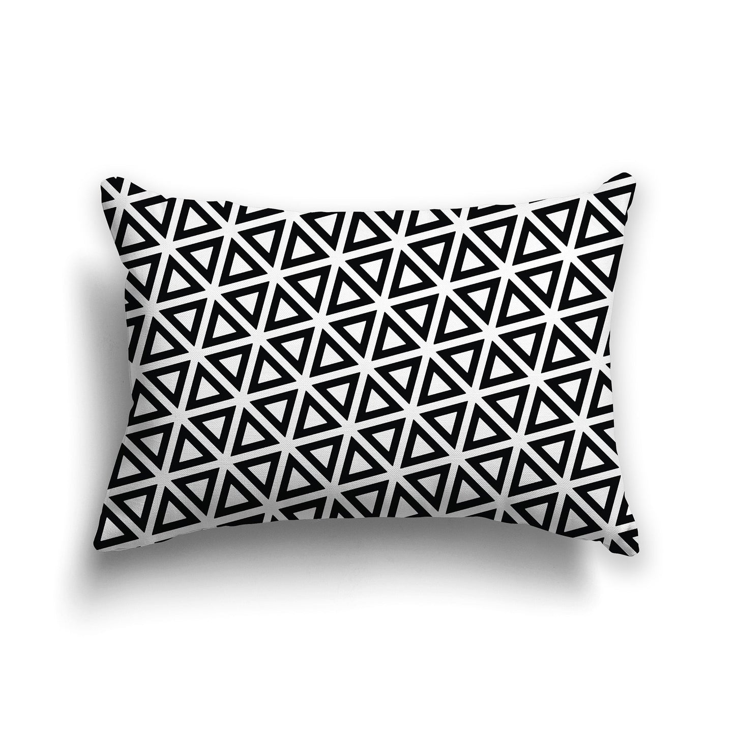 White/Beige-white Throw Pillow with Black Triangle Pattern on Both Sides, CAPC-1012-131