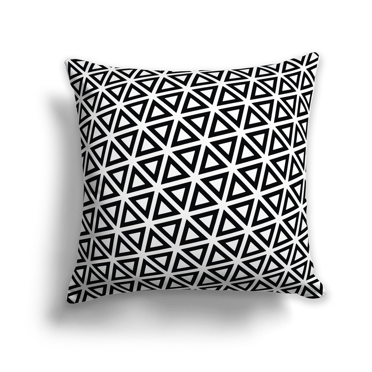 White/Beige-white Throw Pillow with Black Triangle Pattern on Both Sides, CAPC-1012-131