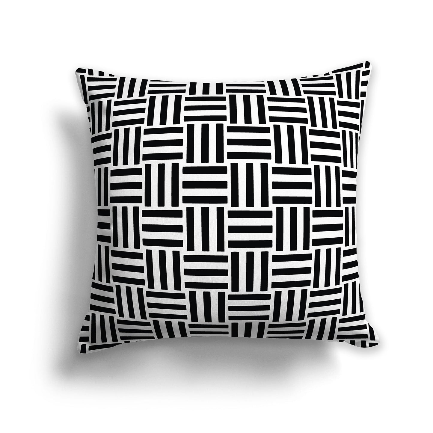 White/Beige-white Throw Pillow with Black Basket Weave Pattern on Both Sides, CAPC-1012-141