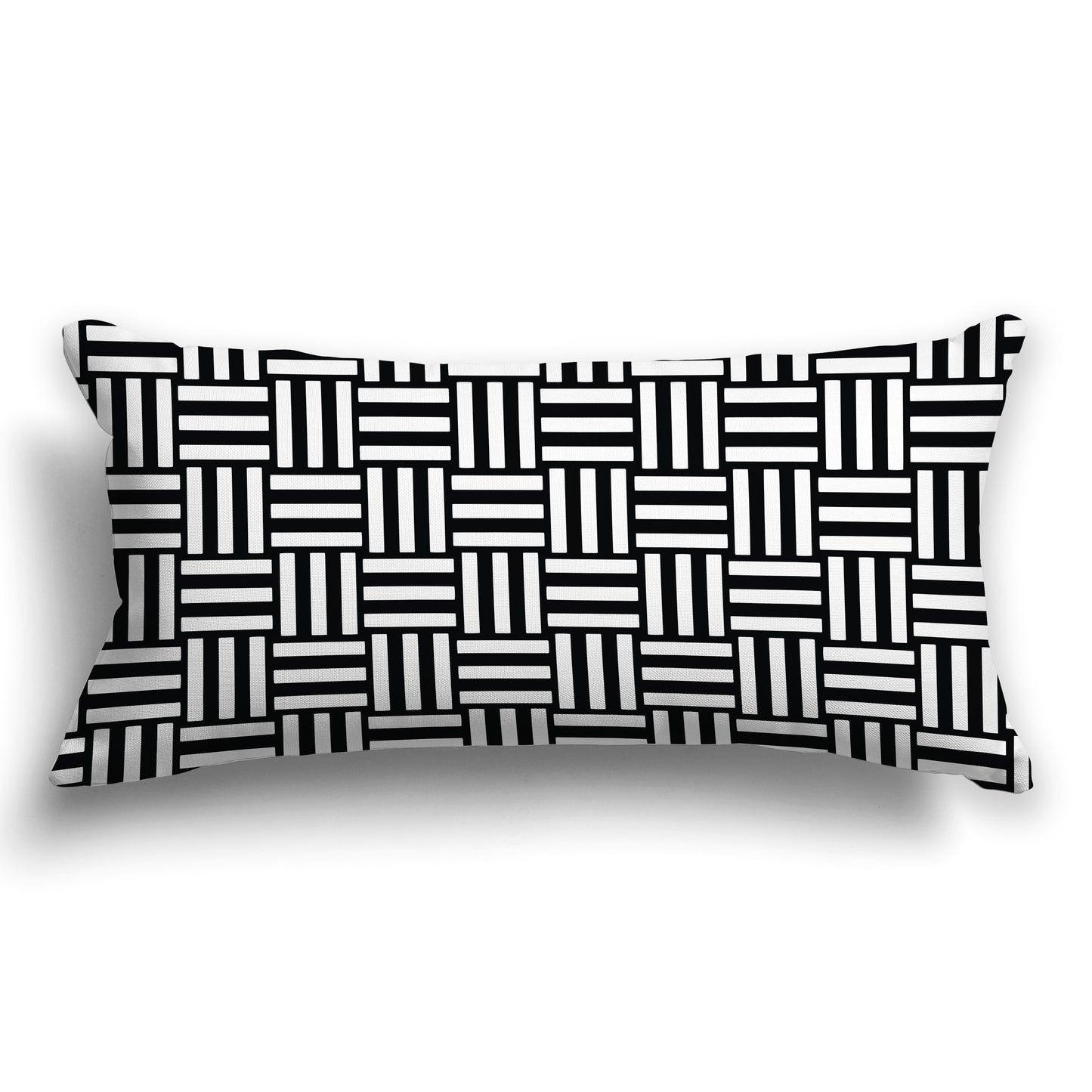 Black Throw Pillow with White/Beige-white Basket Weave Pattern on Both Sides, CAPC-1012-142