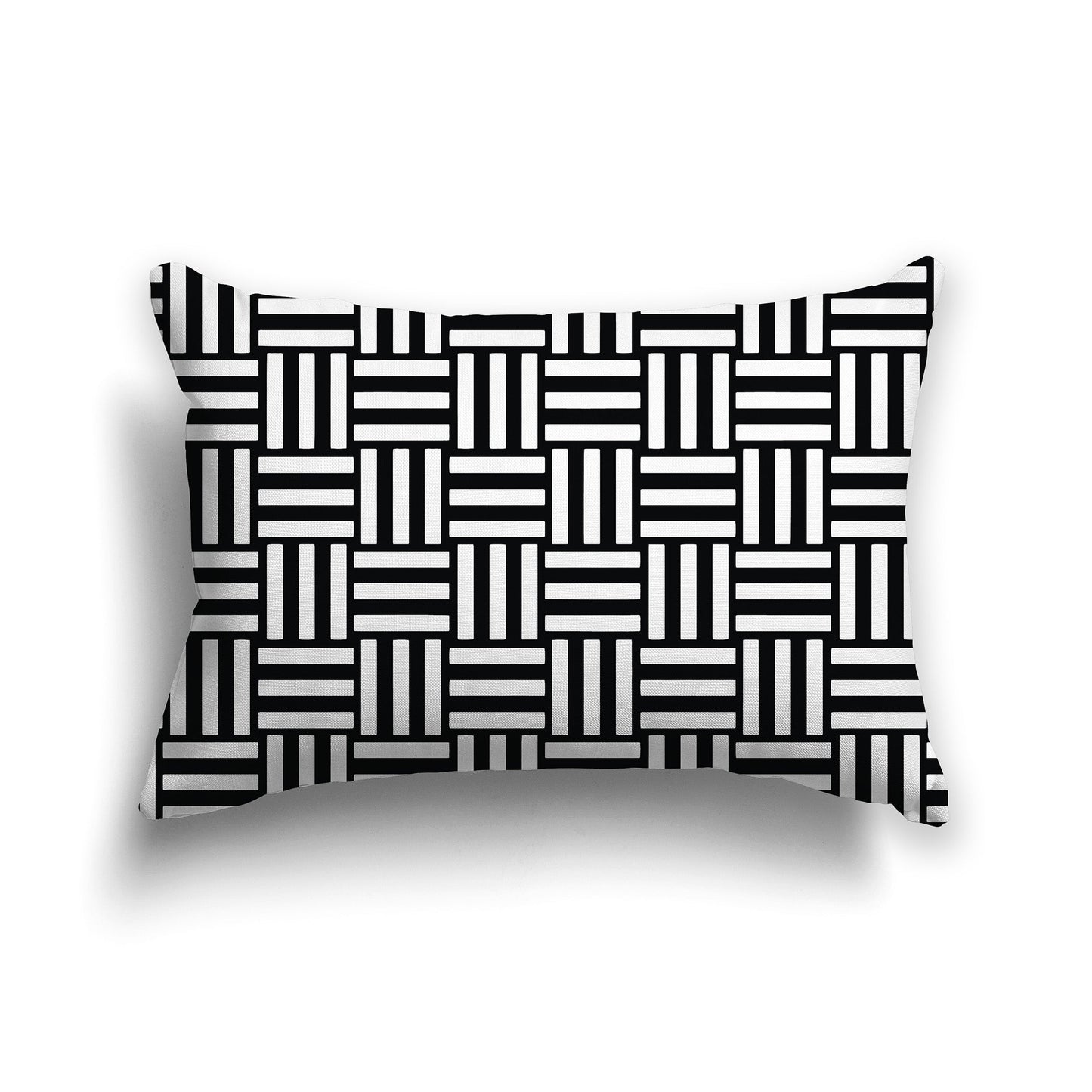 Black Throw Pillow with White/Beige-white Basket Weave Pattern on Both Sides, CAPC-1012-142