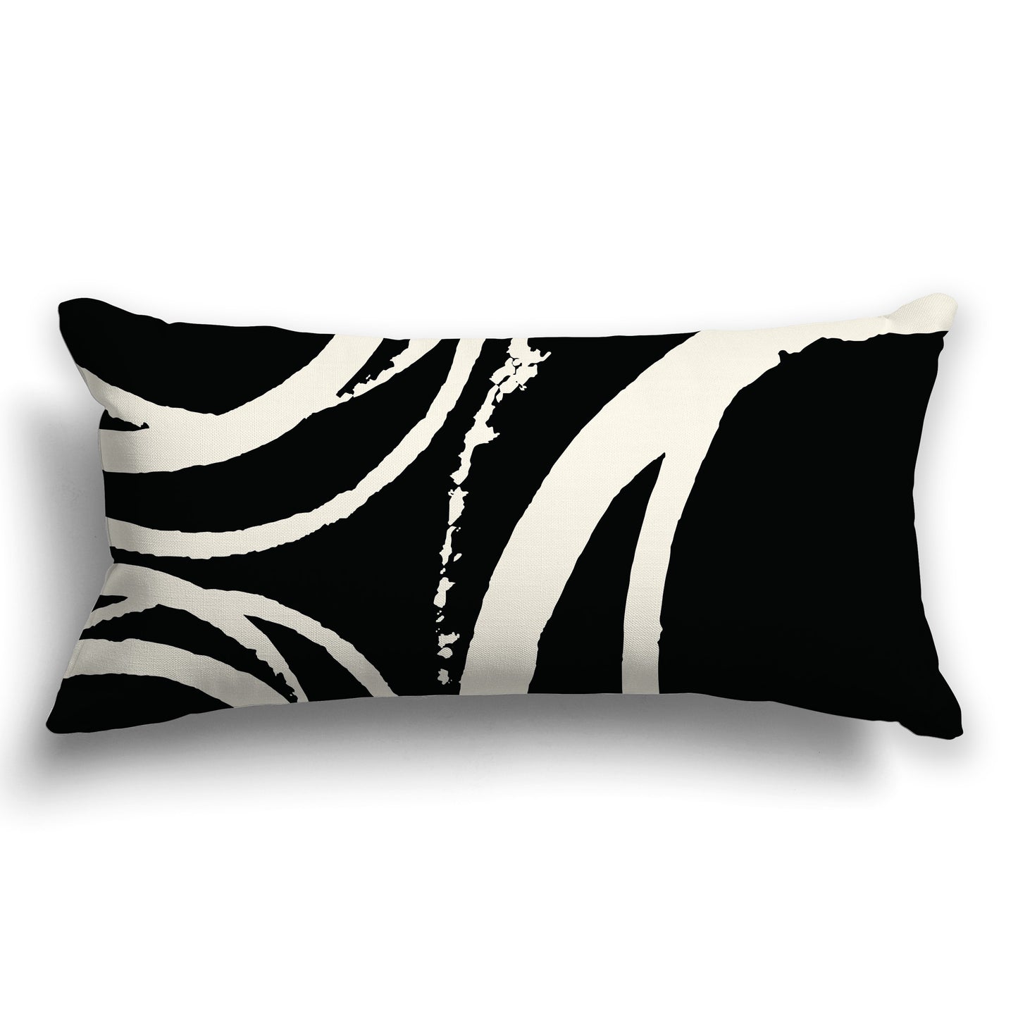 Black Throw Pillow with Pale Cream Circular Graphic on Both Sides, CAPC-1013-022