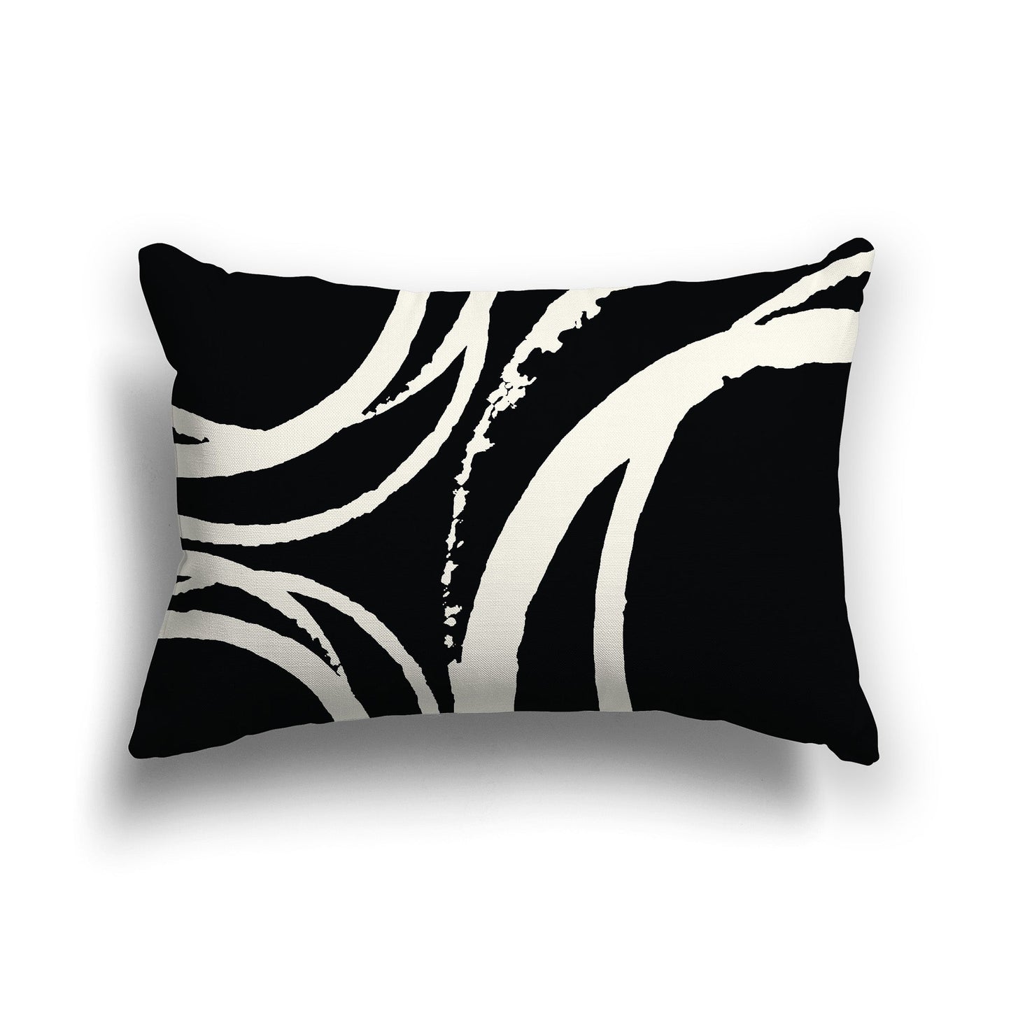 Black Throw Pillow with Pale Cream Circular Graphic on Both Sides, CAPC-1013-022