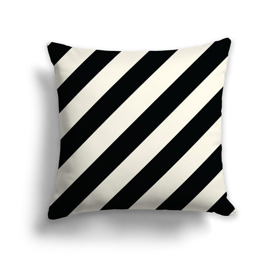 Pale Cream Throw Pillow with Black Diagonal Bars on Both Sides, CAPC-1013-031