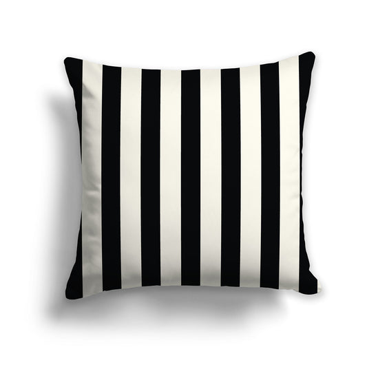 Pale Cream Throw Pillow with Black Bars on Front and Solid Pale Cream Back, CAPC-1013-051