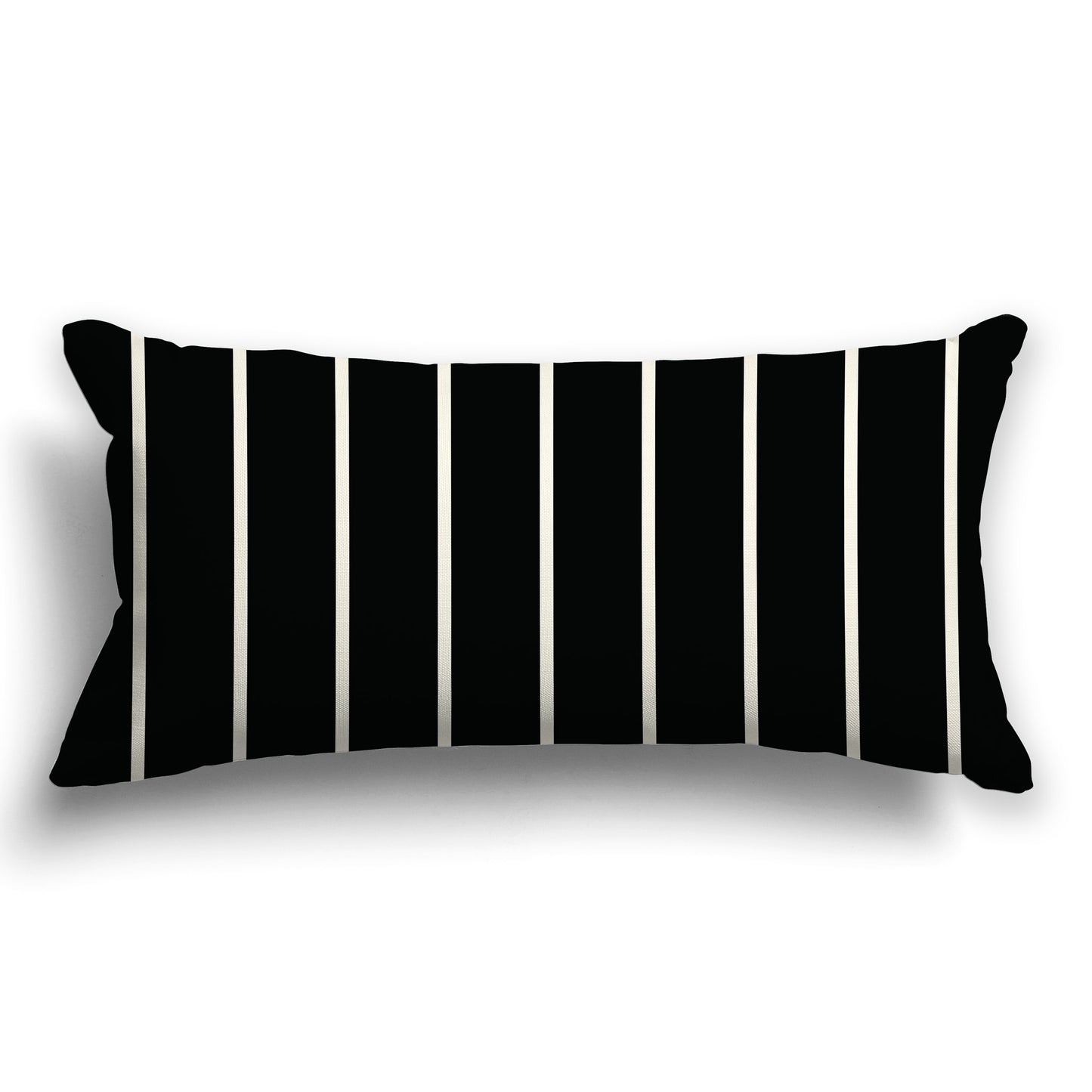 Black Throw Pillow with Thin Pale Cream Stripes on Front and Solid Black Back, CAPC-1013-062