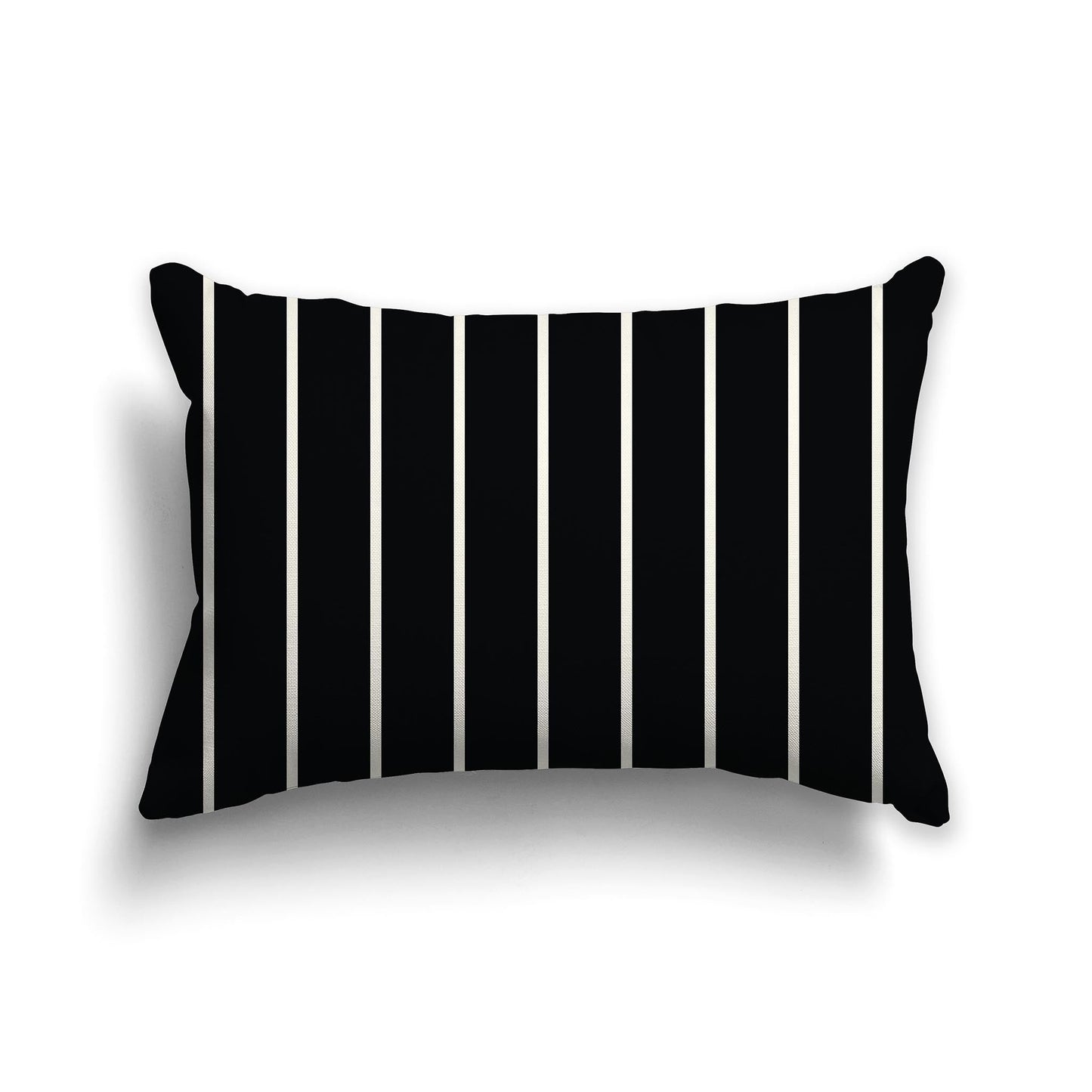 Black Throw Pillow with Thin Pale Cream Stripes on Front and Solid Black Back, CAPC-1013-062