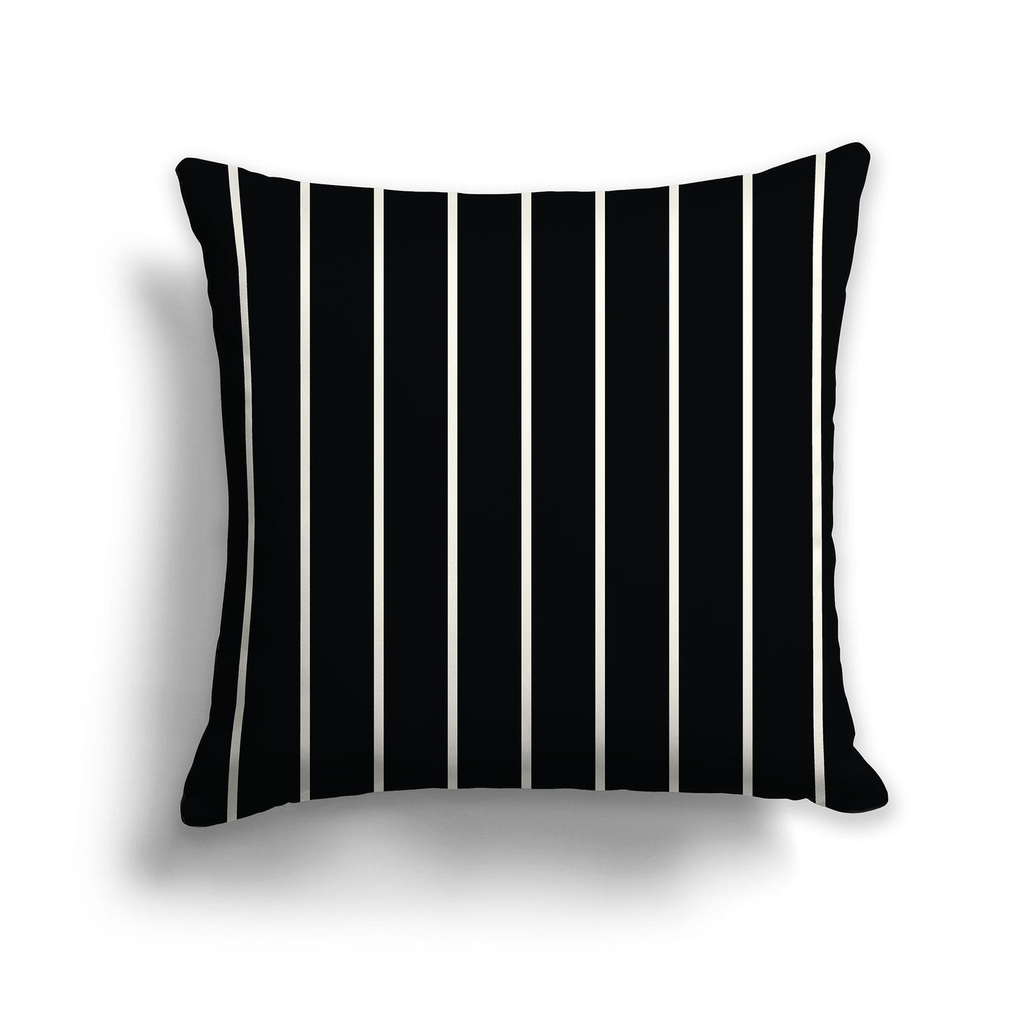 Black Throw Pillow with Thin Pale Cream Stripes on Front and Solid Black Back, CAPC-1013-062