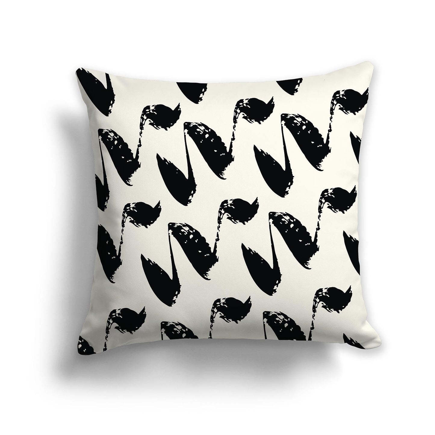 Pale Cream Throw Pillow with Black Squiggle Pattern on Both Sides, CAPC-1013-081