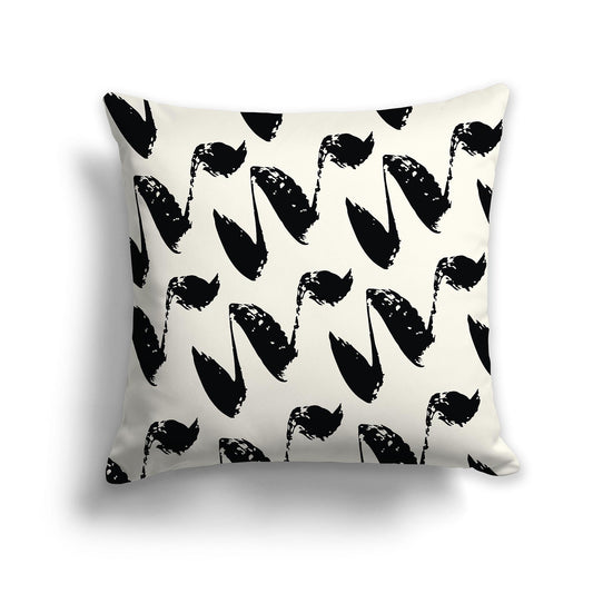 Pale Cream Throw Pillow with Black Squiggle Pattern on Both Sides, CAPC-1013-081