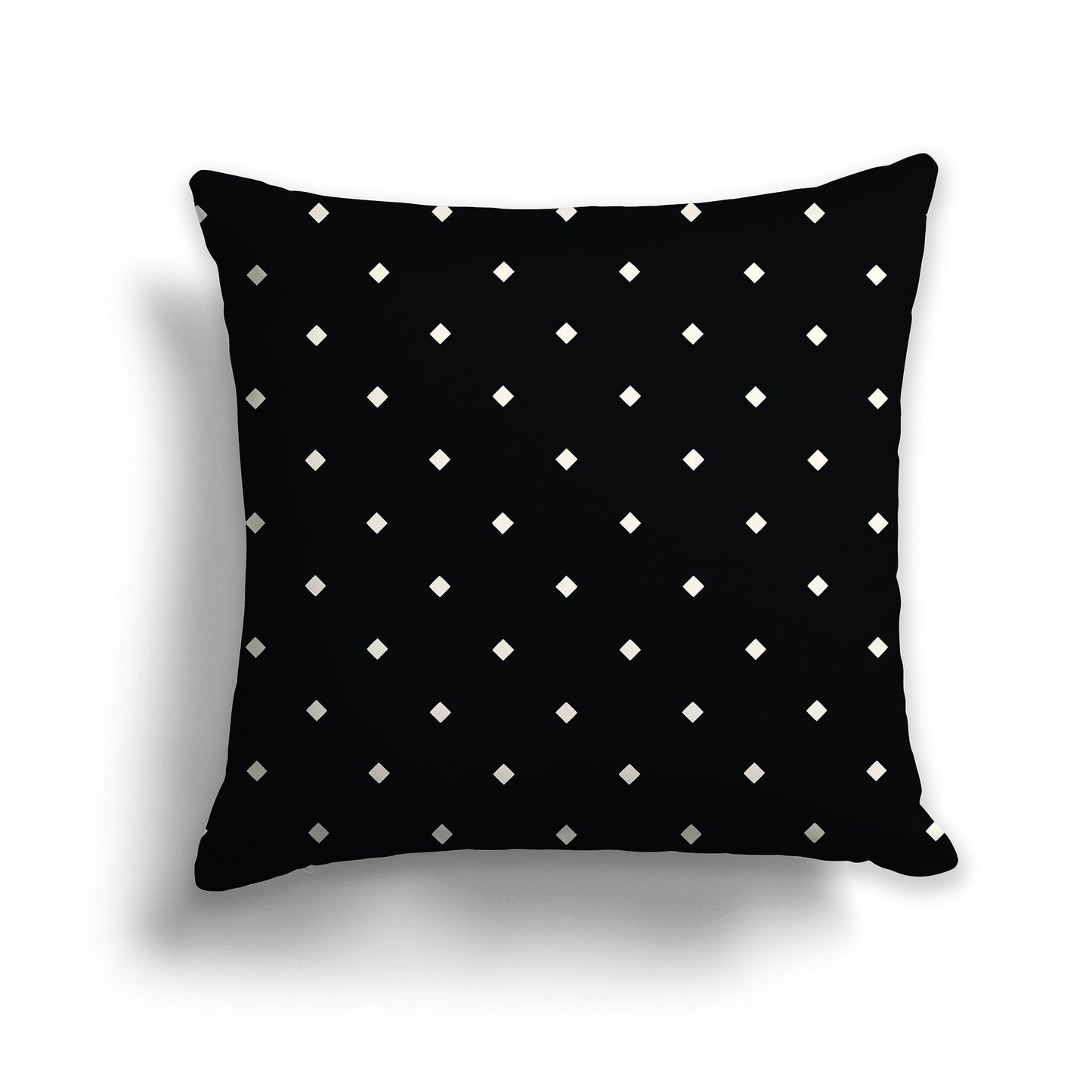 Black Throw Pillow with Pale Cream Diamond Pattern on Front and Solid Black Back, CAPC-1013-102