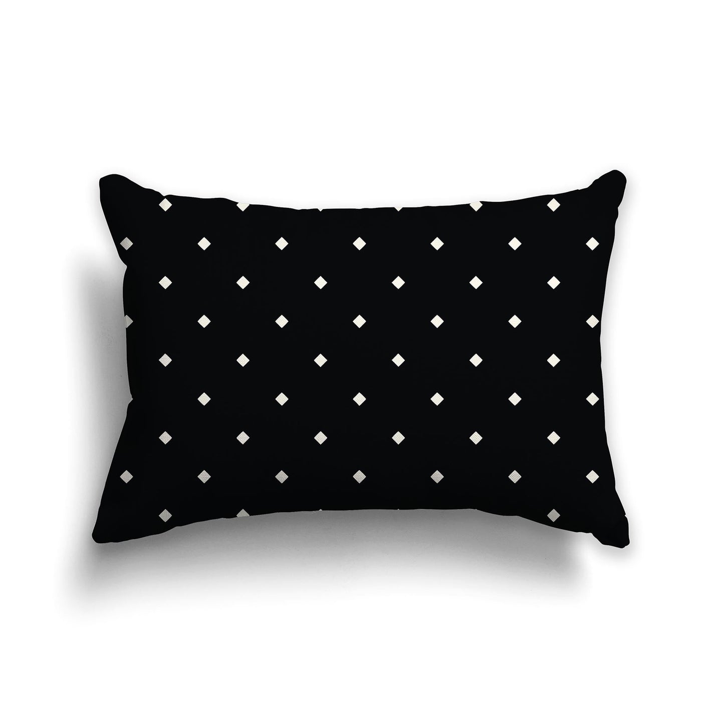Black Throw Pillow with Pale Cream Diamond Pattern on Front and Solid Black Back, CAPC-1013-102