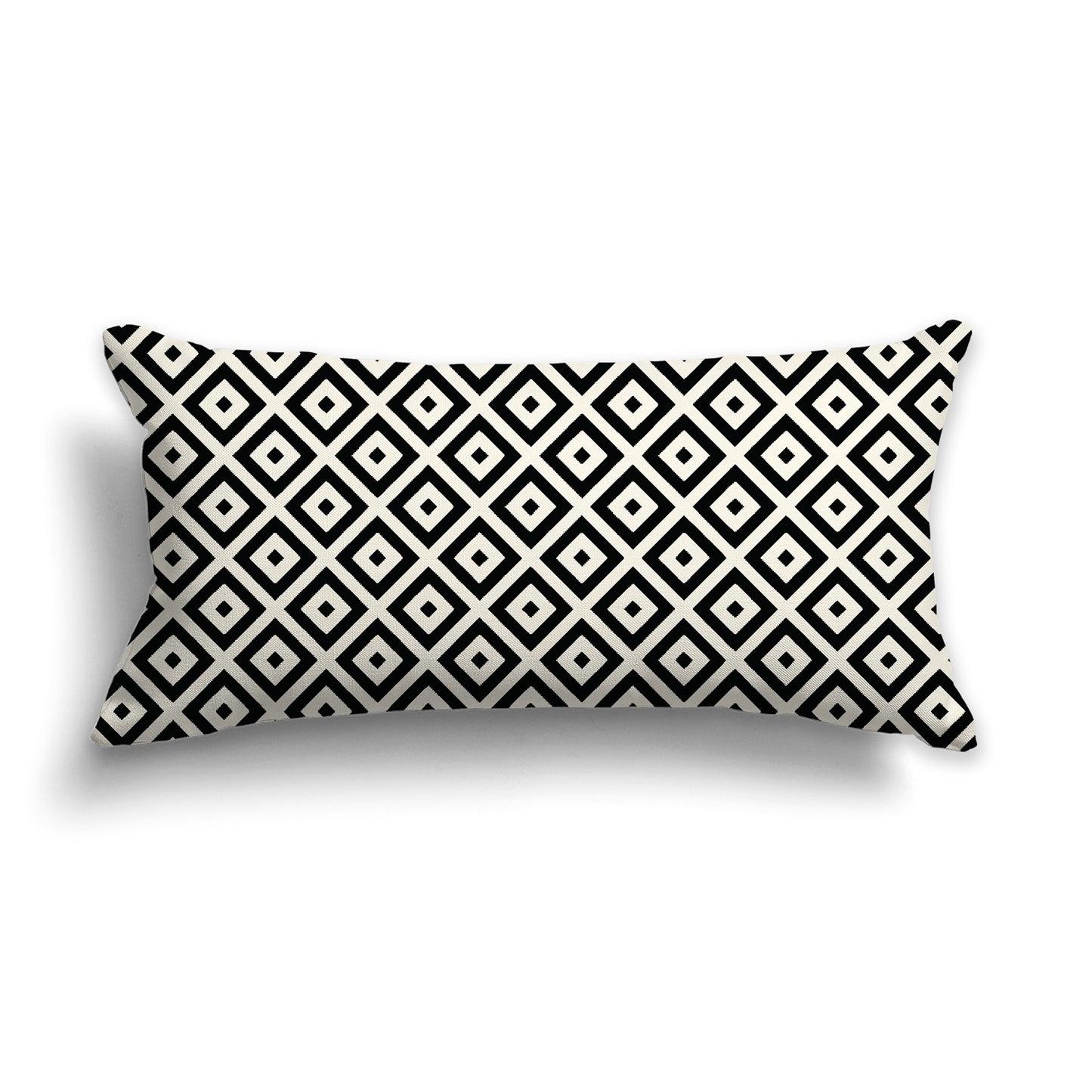 Throw Pillow with Black and Pale Cream Radiating Squares on Both Sides, CAPC-1013-122