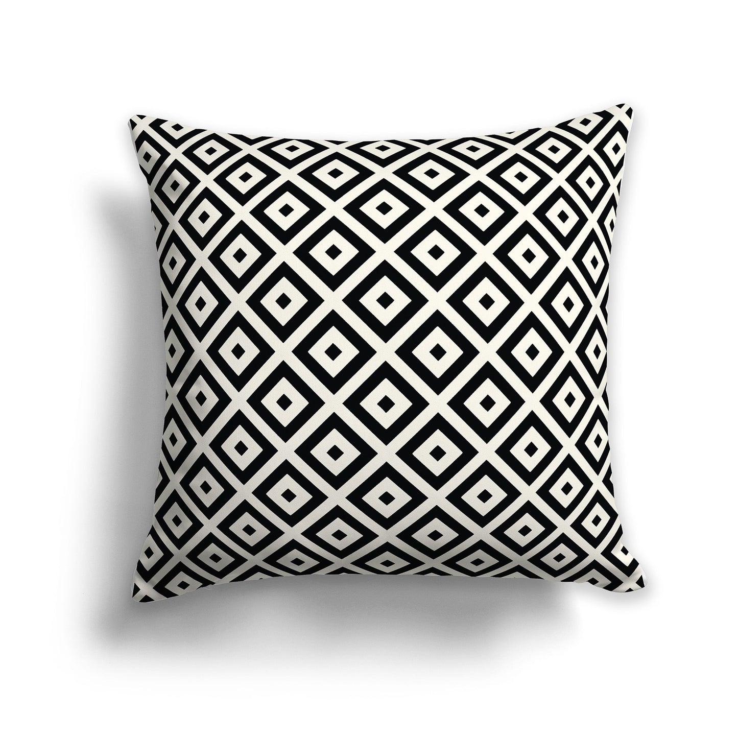 Throw Pillow with Black and Pale Cream Radiating Squares on Both Sides, CAPC-1013-122