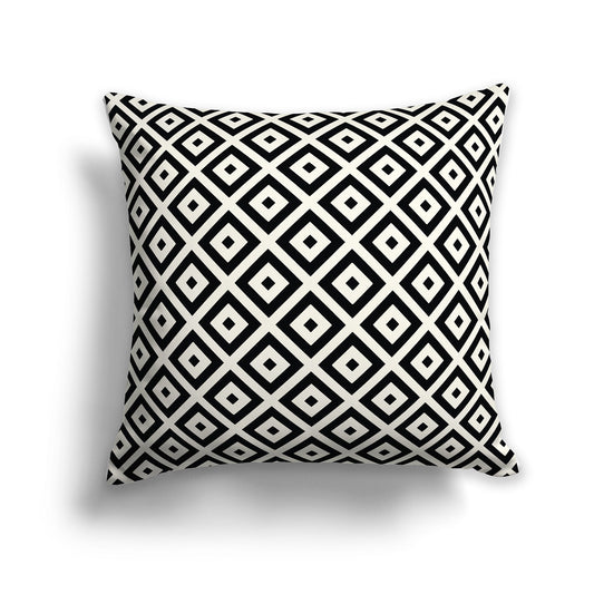 Throw Pillow with Black and Pale Cream Radiating Squares on Both Sides, CAPC-1013-122