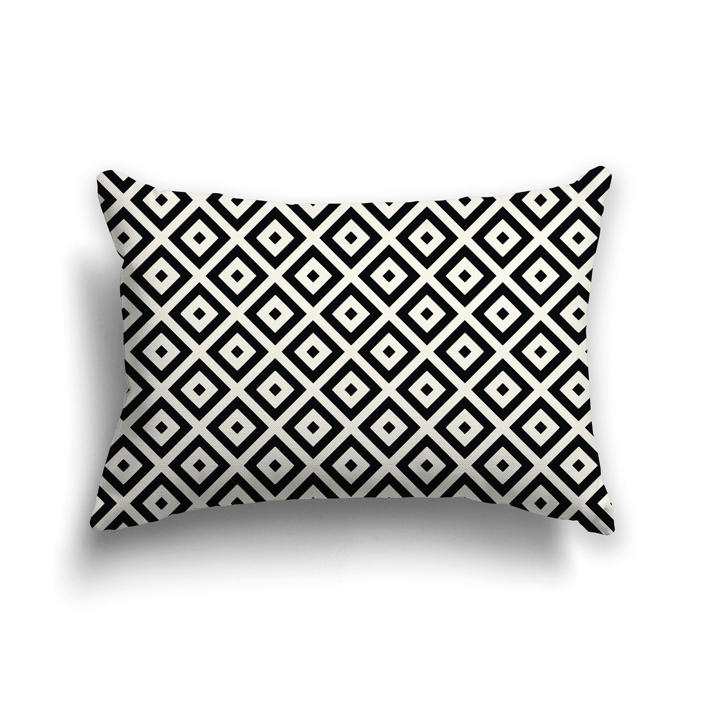 Throw Pillow with Black and Pale Cream Radiating Squares on Both Sides, CAPC-1013-122