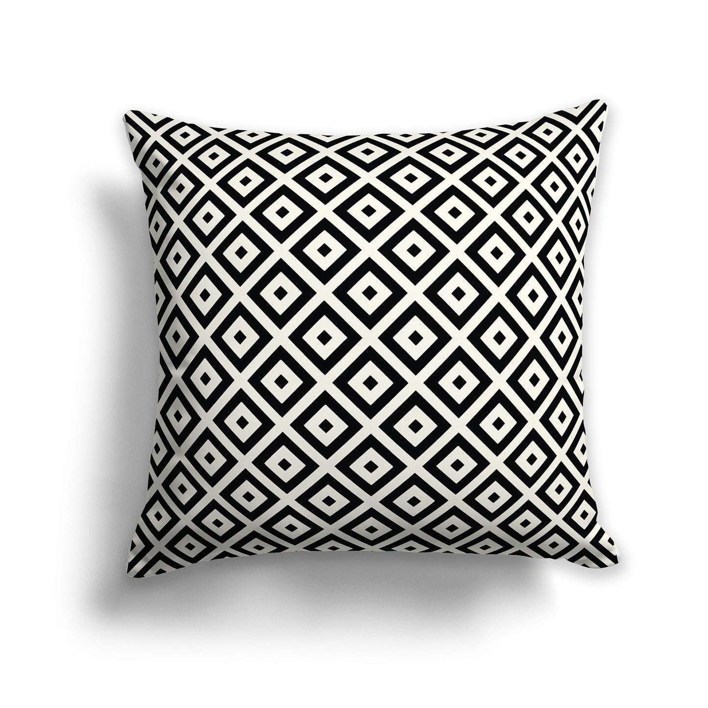Throw Pillow with Black and Pale Cream Radiating Squares on Both Sides, CAPC-1013-122