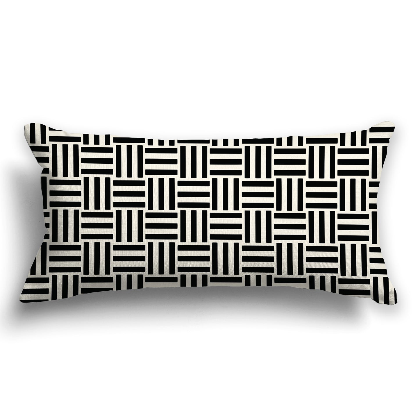 Pale Cream Throw Pillow with Black Basket Weave Pattern on Both Sides, CAPC-1013-141