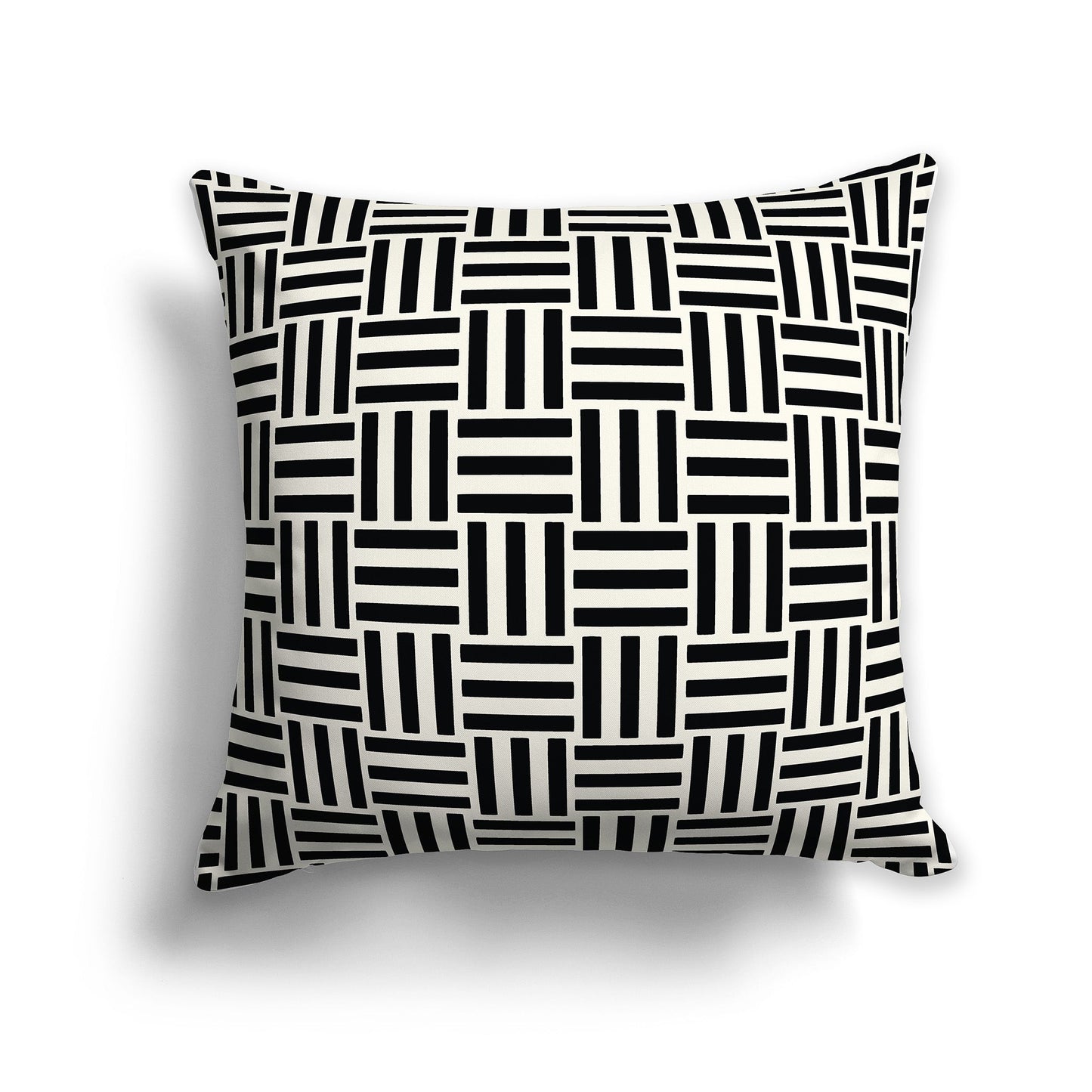 Pale Cream Throw Pillow with Black Basket Weave Pattern on Both Sides, CAPC-1013-141