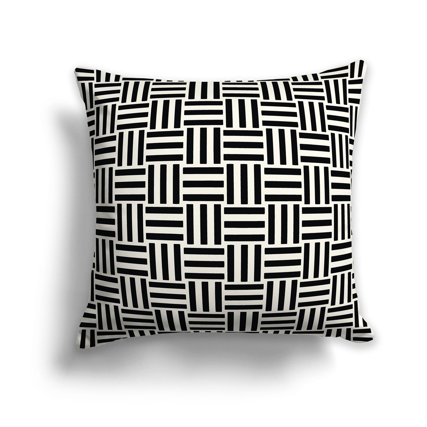 Pale Cream Throw Pillow with Black Basket Weave Pattern on Both Sides, CAPC-1013-141