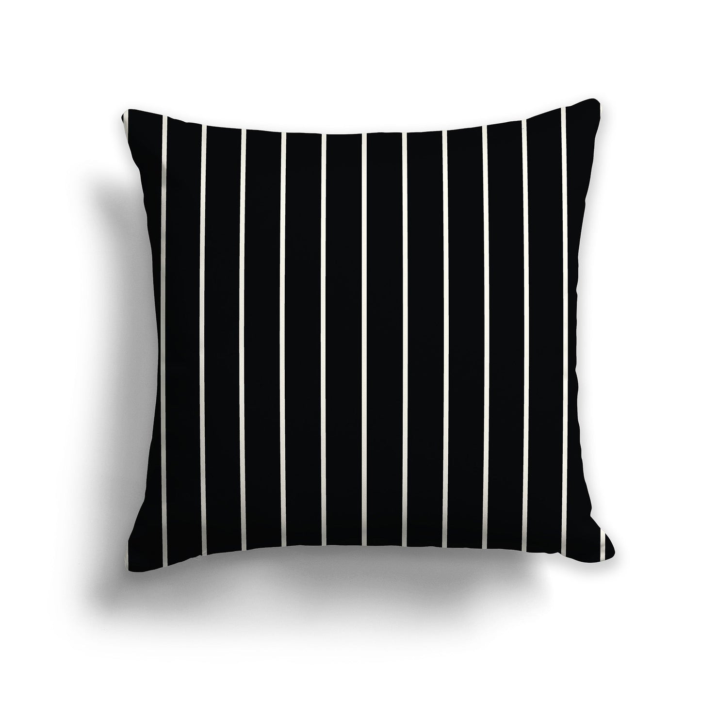 Black Throw Pillow with Fine Pale Cream Vertical Stripes on Front, CAPC-1013-152