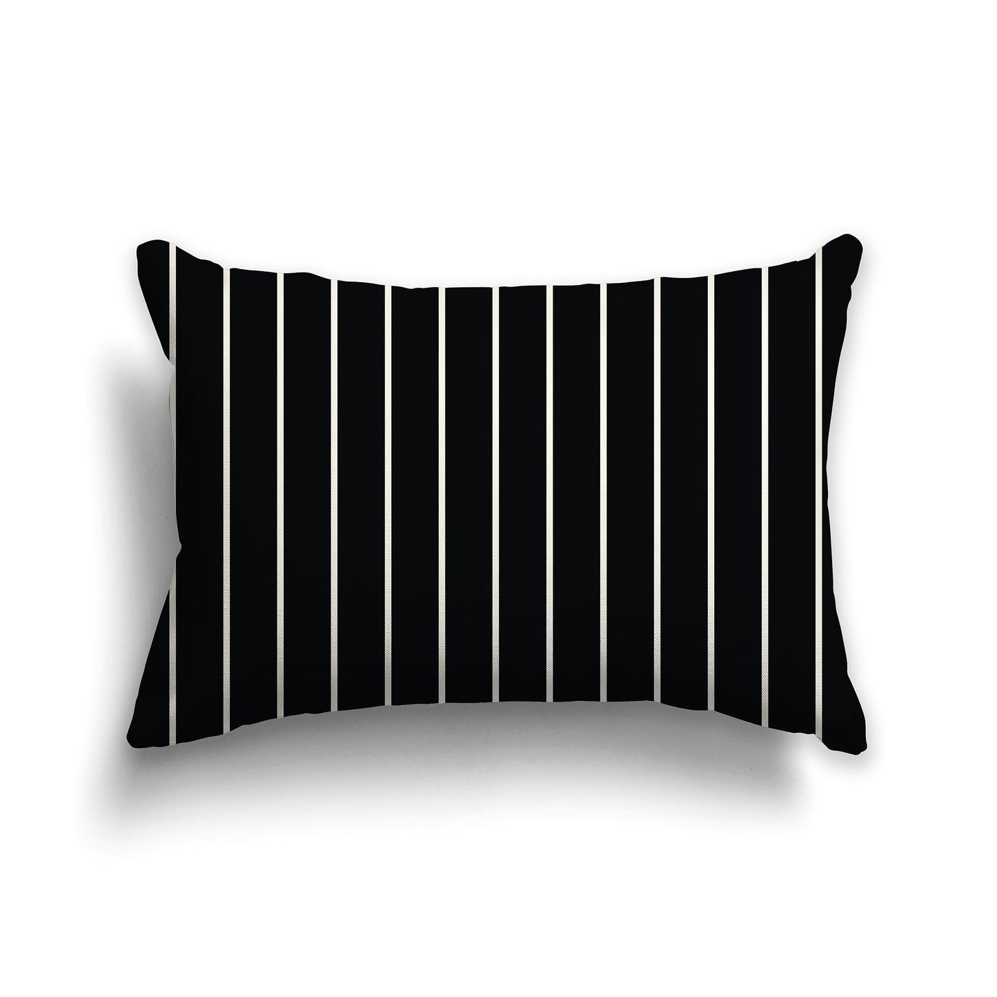 Black Throw Pillow with Fine Pale Cream Vertical Stripes on Front, CAPC-1013-152