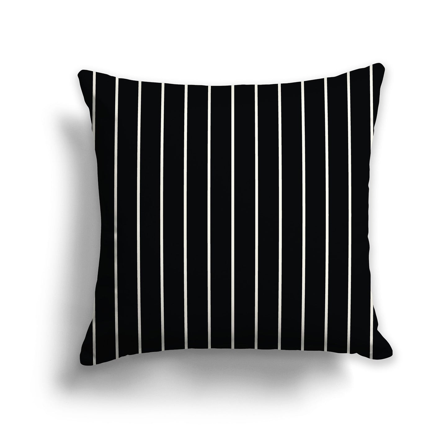 Black Throw Pillow with Fine Pale Cream Vertical Stripes on Front, CAPC-1013-152