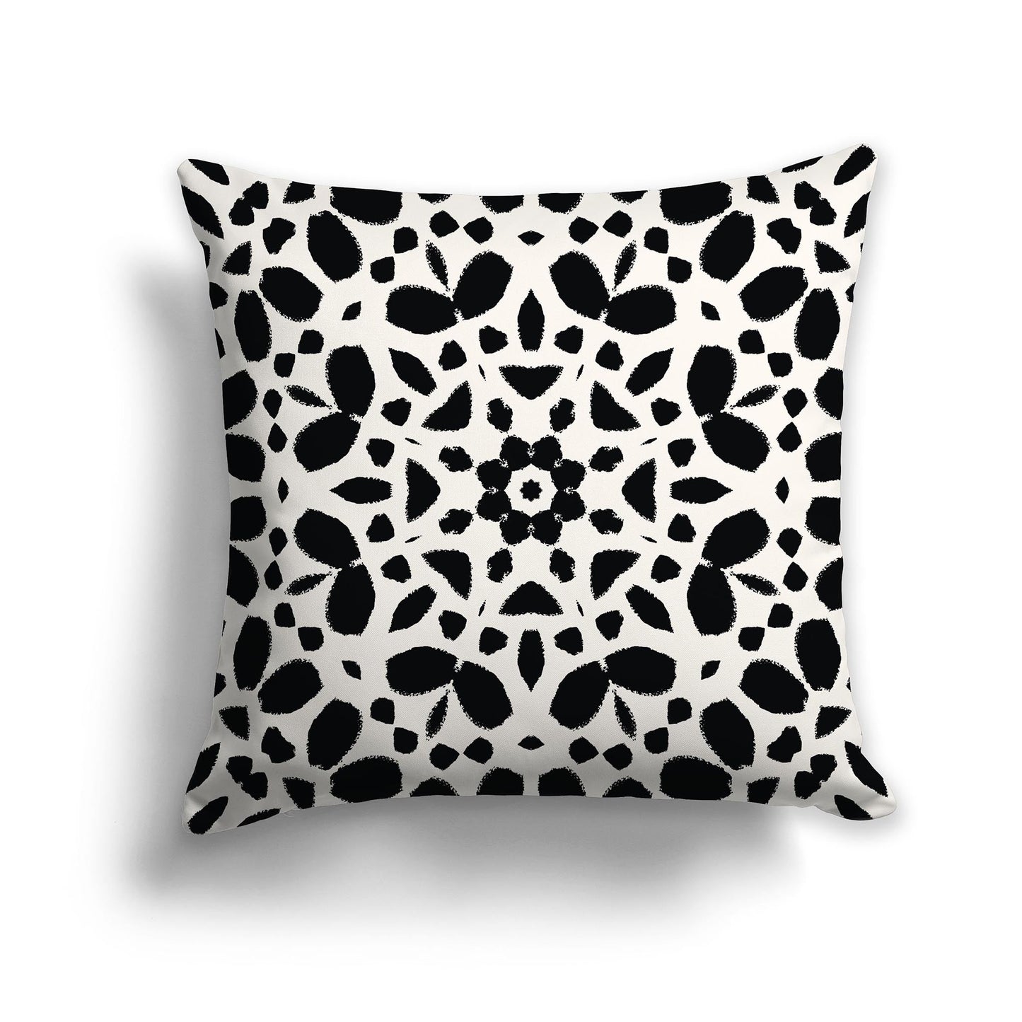 Pale Cream Throw Pillow with Black Circular Pattern on Both Sides, CAPC-1013-181