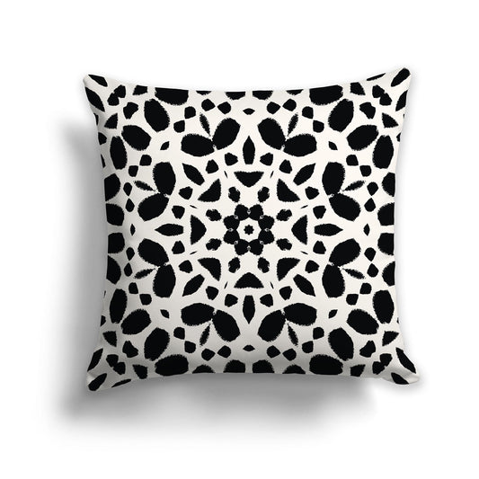 Pale Cream Throw Pillow with Black Circular Pattern on Both Sides, CAPC-1013-181