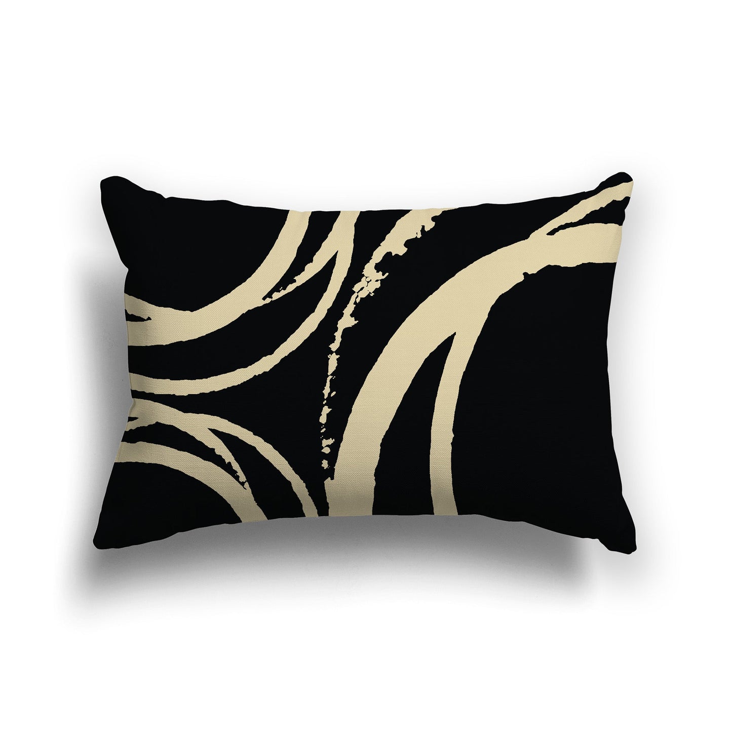 Black Throw Pillow with Tan Circular Graphic on Both Sides, CAPC-1014-022