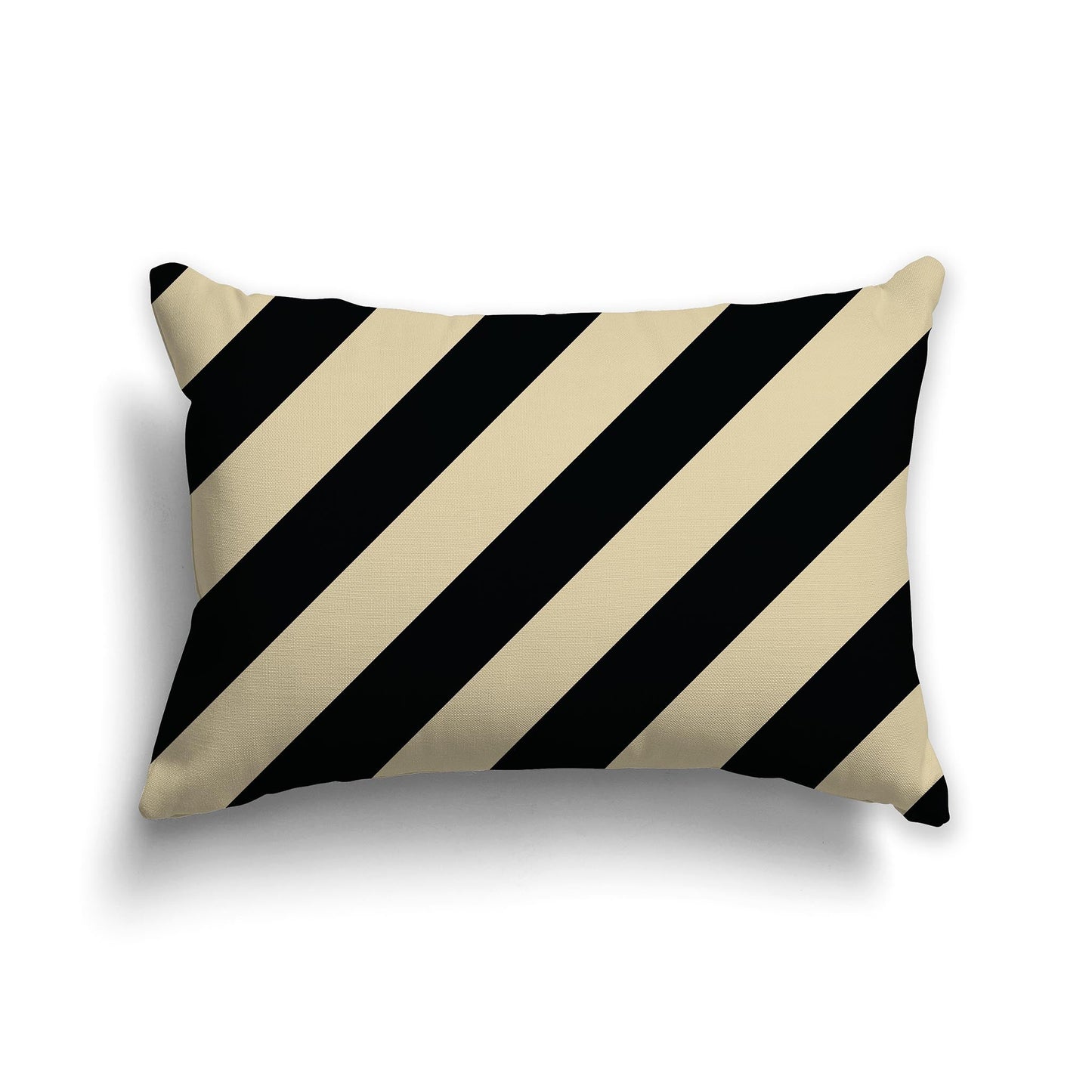 Tan Throw Pillow with Black Diagonal Bars on Both Sides, CAPC-1014-031