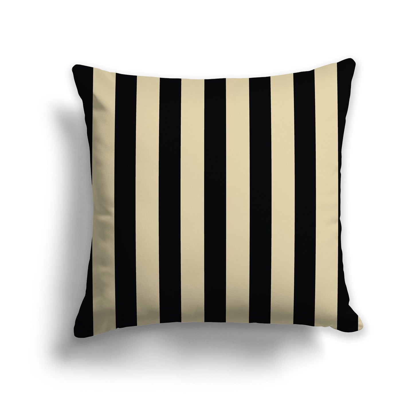 Tan Throw Pillow with Black Bars on Front and Solid Tan Back, CAPC-1014-051
