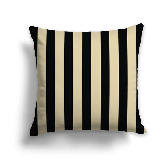 Tan Throw Pillow with Black Bars on Front and Solid Tan Back, CAPC-1014-051