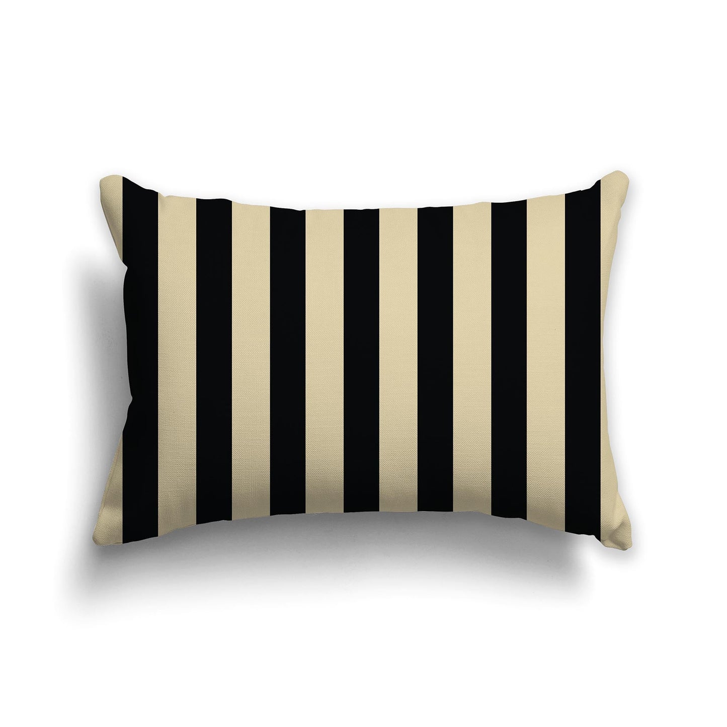 Tan Throw Pillow with Black Bars on Front and Solid Tan Back, CAPC-1014-051