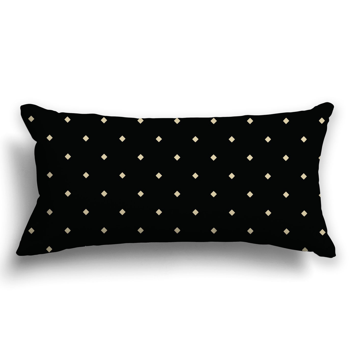Black Throw Pillow with Tan Diamond Pattern on Front and Solid Black Back, CAPC-1014-102
