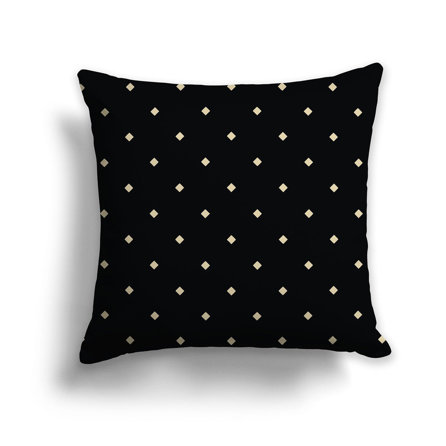 Black Throw Pillow with Tan Diamond Pattern on Front and Solid Black Back, CAPC-1014-102