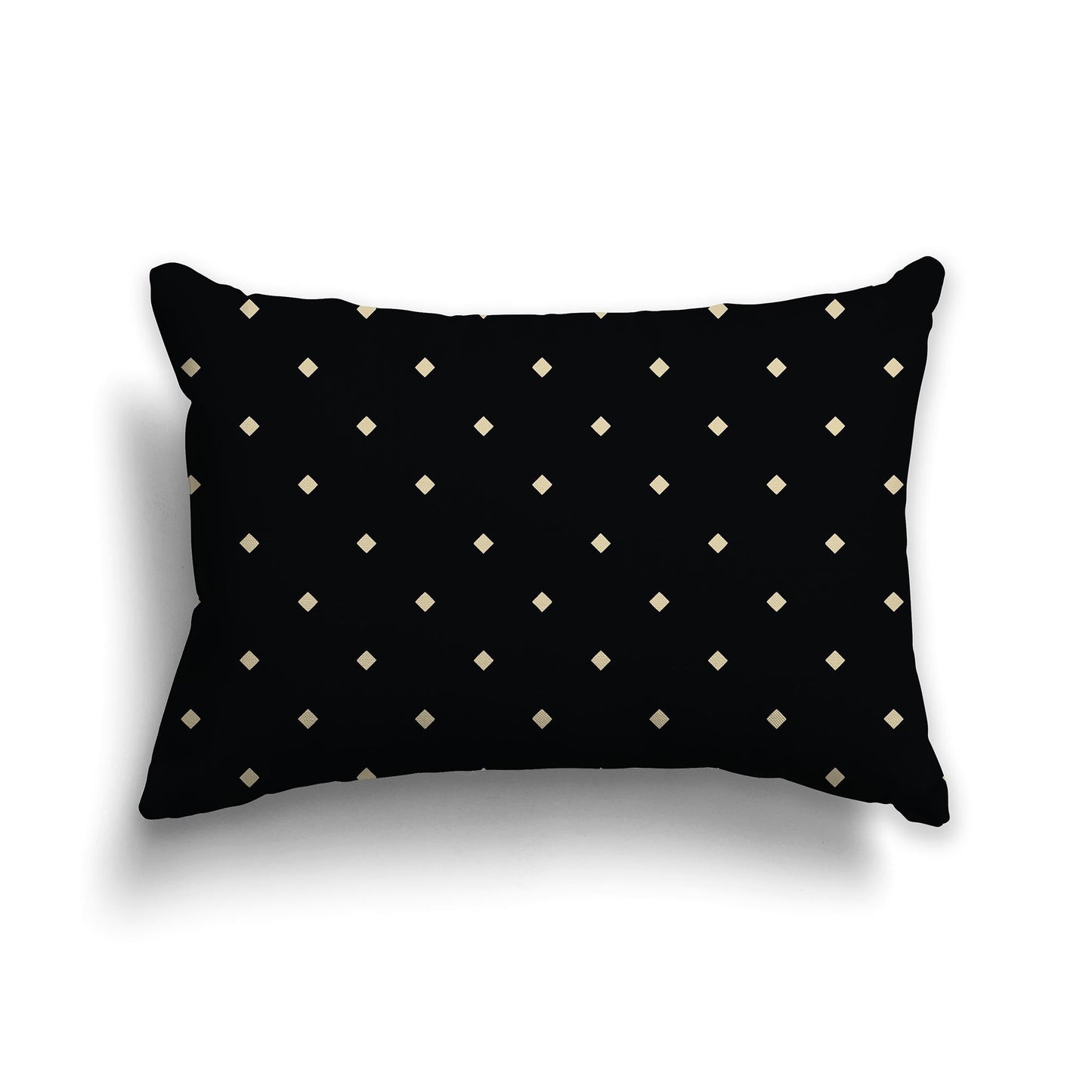 Black Throw Pillow with Tan Diamond Pattern on Front and Solid Black Back, CAPC-1014-102